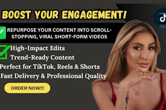 repurpose your videos into viral tiktok, short and reels with engaging content
