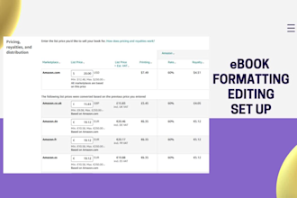 do ebook formatting PDF and upload manuscript kpf to amazon kindle publishing