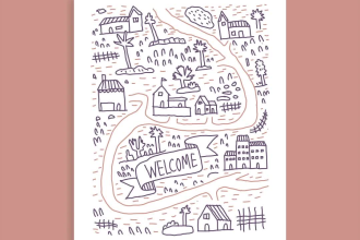 create vector map illustration hand drawn