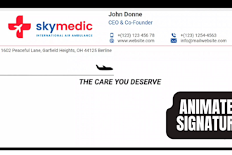 design an animated and clickable HTML email signature for gmail and outlook
