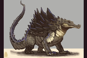 make a creature design  with hi quality render