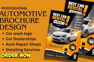 design brochure for driving school,car dealerships,rental services,auto repairs