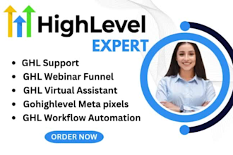 do gohighlevel webinar funnel ghl workflow automation ghl meta pixel ghl VA