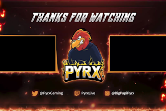create animated outro video for kick, twitch or youtube