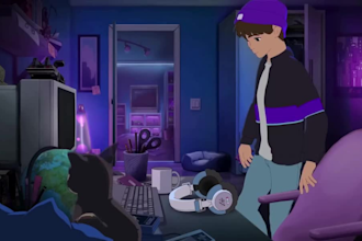 do 2d loop animation video, lofi loop music video japanese anime style short gif
