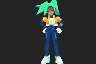 do custom low poly retro ps1 character model asset for your game rig