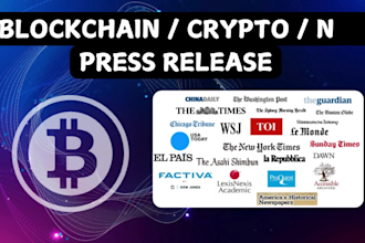 write blockchain defi nft ico crypto press release PR writing and distribution