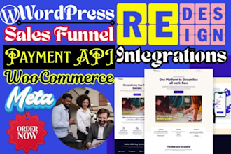 design wordpress sales funnel integrate meta API woocommerce google payment