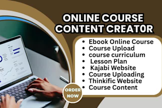 ebook online course, course upload, course curriculum, lesson plan
