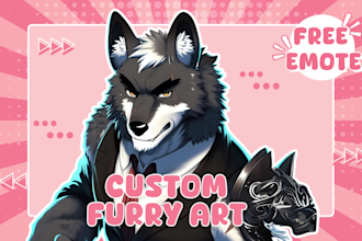 draw furry art, fursona, anthro, or furry character in anime style