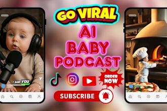 create viral ai baby talking podcast videos for tiktok, youtube and instagram