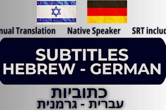 edit and translate video subtitles in hebrew and german