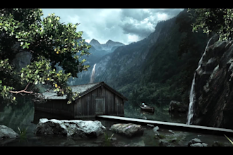 made 2d matte painting , turn into 3d realistic scene
