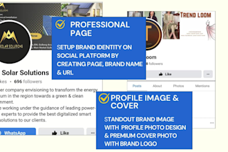 help create facebook business page setup for brands