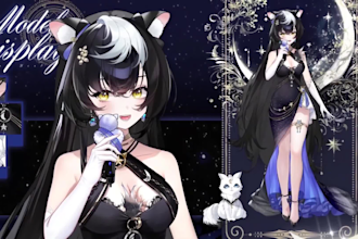 draw live 2d vtuber model, live 2d rigging, vtuber model, vtuber commission