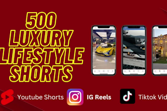 create 500 luxuxry lifestyle travel instagram reels, youtube shorts,tiktokvideos