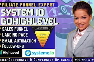 build converting affiliate marketing funnels, landing page in system io or ghl