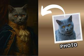 turn your dog or cat into a king or queen royal painting