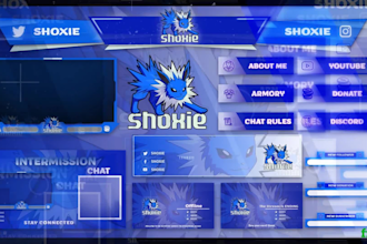 design twitch, mixer overlays and mascot logo for your stream package