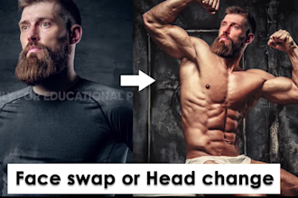 do head swap or face swap, skin retouching and face retouching