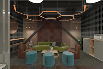 design office, gym and workplace spaces