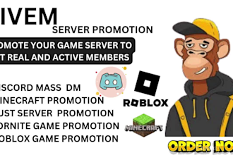 promote minecraft fivem server promotion, dayz, rust ,discord mass dm, fortunite