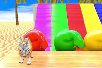 create 3d crossing fountain cartoon for kids paint animals games