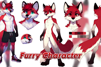 draw 2d anime art pfp furry fursona, ref sheet avatar, nsfw art style anthro art