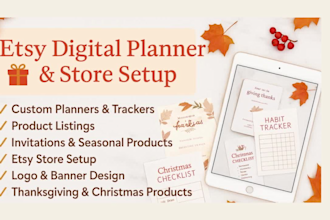 design digital downloads planner setup etsy shop hyperlinked planner custom