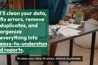 clean, format, make dashboards and reports of excel data