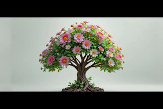 do 3d plant landscape animation, 3d tree, 3d flower model, 3d flower animation