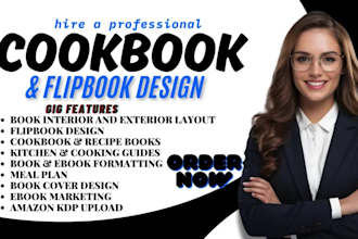 do fine book design,flipbook,cookbook,recipe,kitchen guide,activity book design