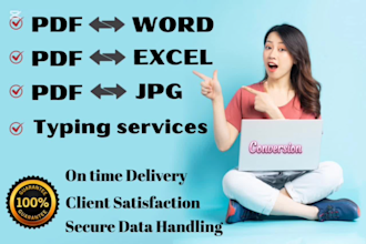 convert pdf to word, word to pdf, and typing services