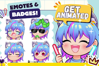 draw unique animated emotes, badges, and chibi icons for twitch or kick