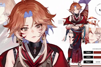 draw and design live 2d vtuber model, 2d vtuber rigging, vtuber commission
