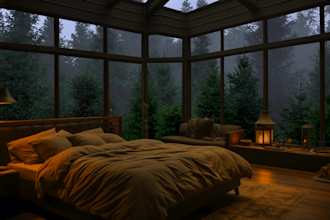 create rain videos with natural rain sounds in a cozy room