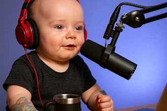 create viral baby talking podcast, ai baby podcast video