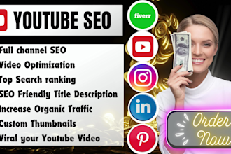 optimize youtube video SEO to rank 1, create, edit, promote, and channel growth