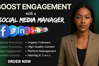 be your social media manager instagram marketing tiktok content creator linkedin