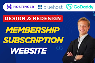 create membership subscription wordpress website on hostinger godaddy bluehost
