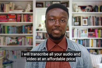 offer transcriptionist service for interview, youtube, podcast, video and audio
