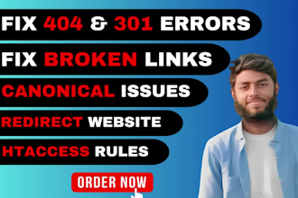 fix broken links, xml, 404,5xx errors 301 redirects, gsc,indexing, htaccess file