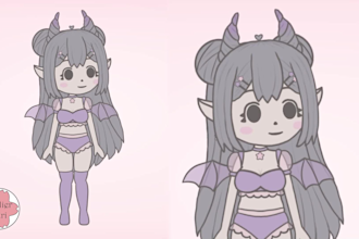 draw and rig a cute and simple vtuber model