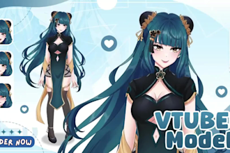 rig vtuber model 2d vtuber model, live2d anime vtuber