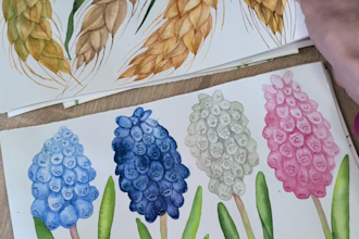 paint a watercolor flowers, laves, elements