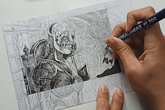 make a vintage ink drawing or comic book illustration