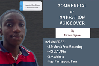 record male narration or commercial voice over