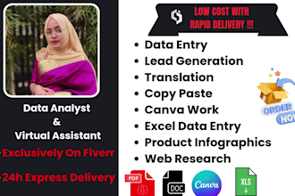 do data entry, copy paste, lead generation, translation, canva work