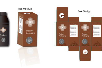 design packaging, product label, box and box dieline