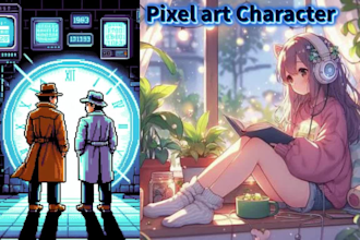 do 2d retro 8bit 16bit pixel character, lofi looping animation and animated gif